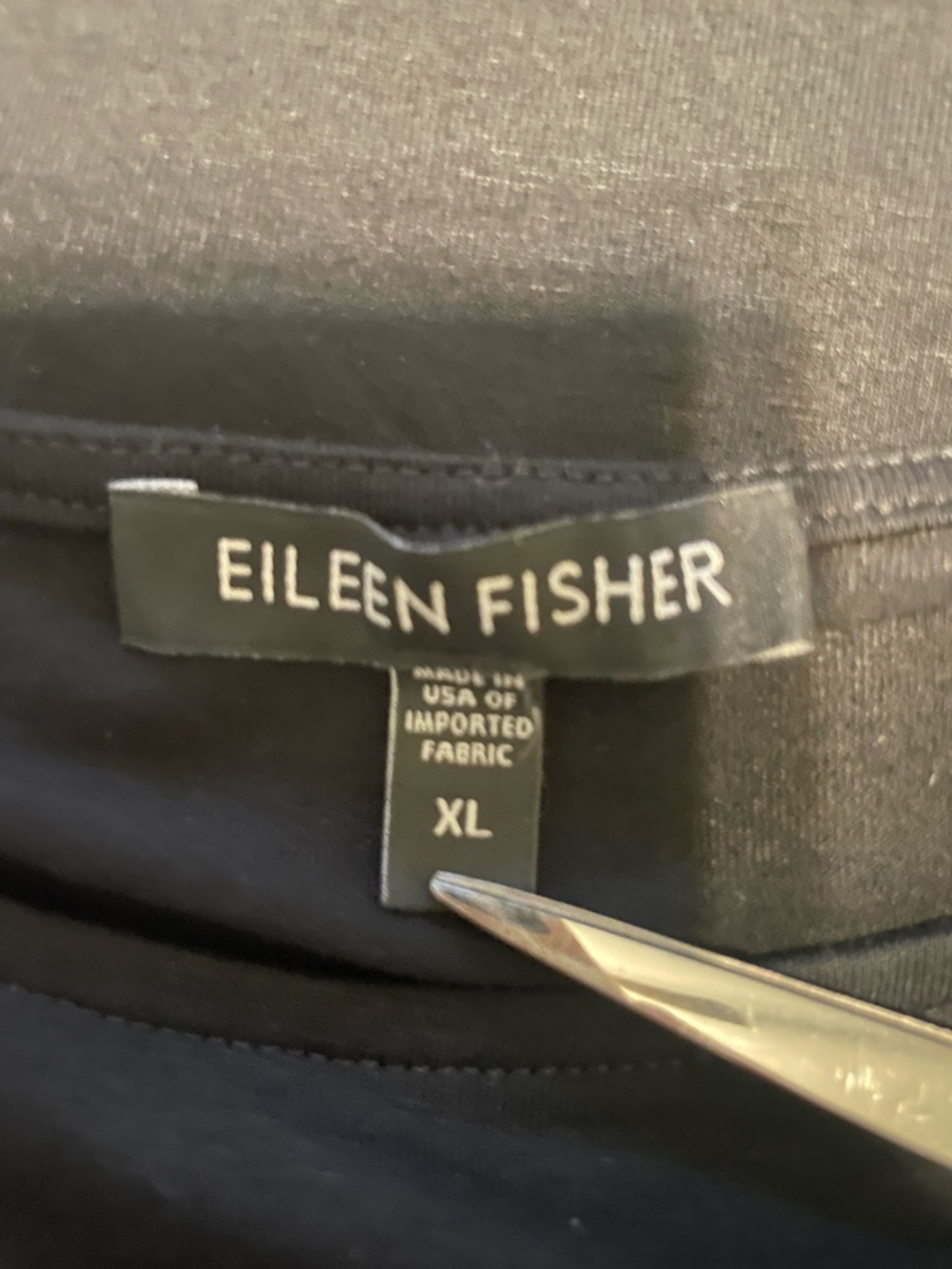 Eileen Fisher Black Asymmetrical Tunic Tank Top XL Minimalist Draped Hem - Picture 5 of 6
